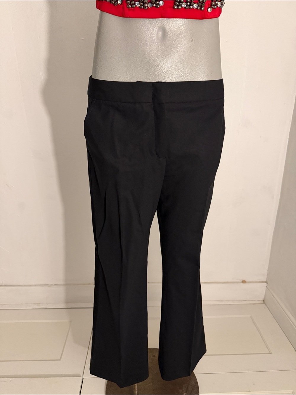 BCBGMaxAzria Carla Slim Flare Wool Pants Black Size 6 NWT